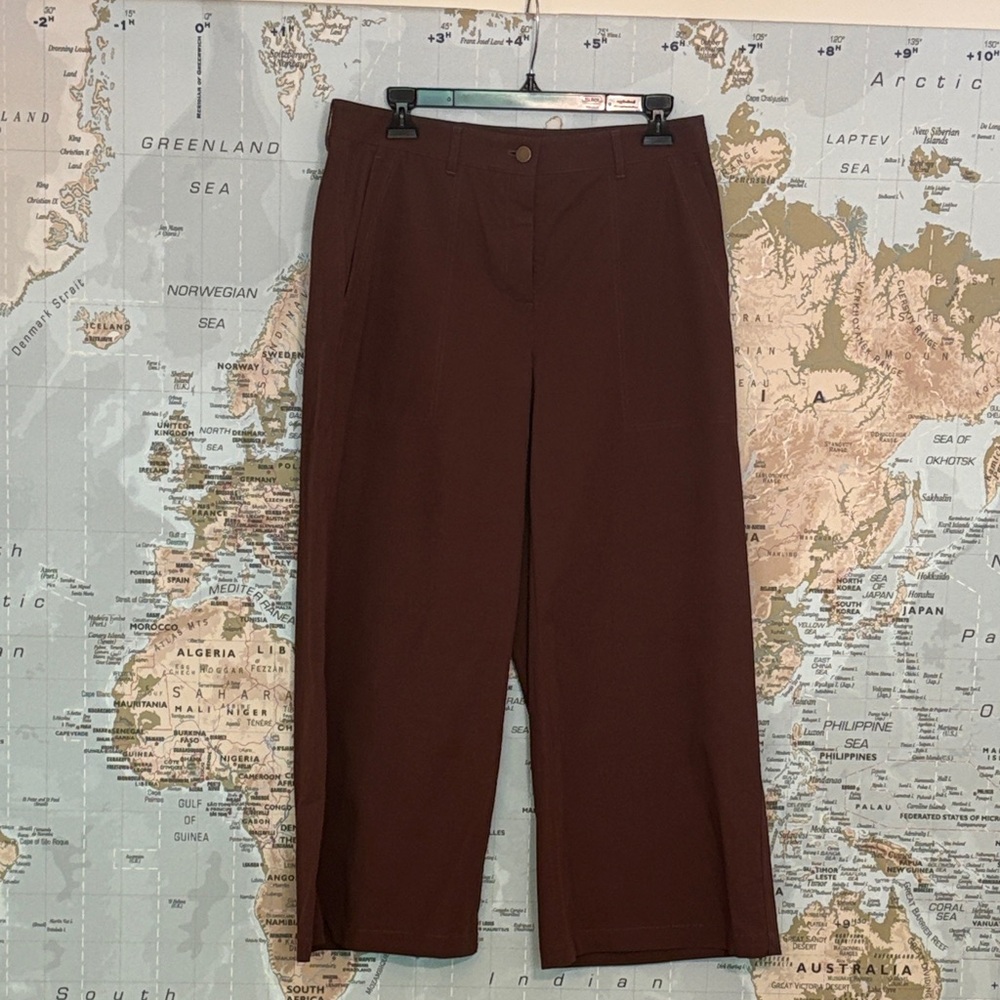 Lafayette 148 New York Brown Cropped Wide Leg Pant